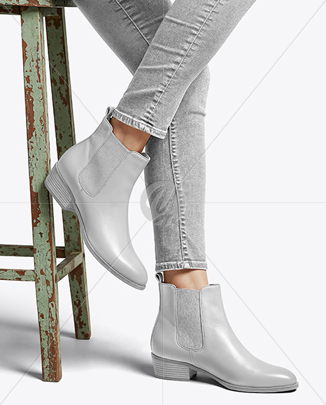 Chelsea Boots on Woman's Legs with Jeans Mockup