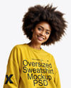 Black Woman Wearing an Oversize Sweatshirt and Shorts Mockup