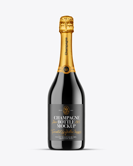 Dark Glass Champagne Bottle Mockup