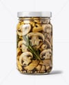 Clear Glass Jar with Sliced ​​Champignons Mockup