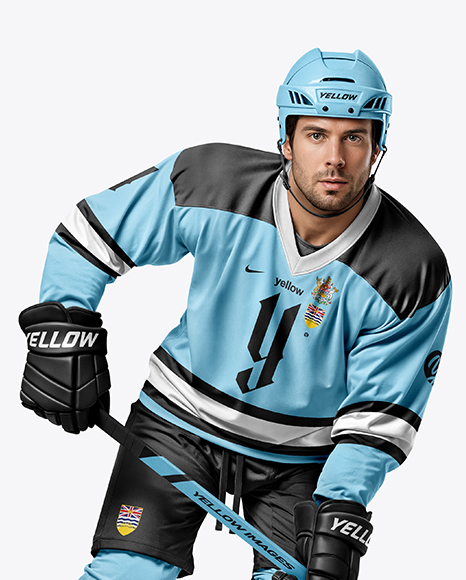 Man Wearing Full Ice Hockey Kit Mockup