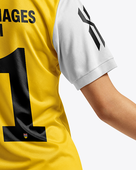 Female Soccer Player Wearing Jersey and Shorts Mockup