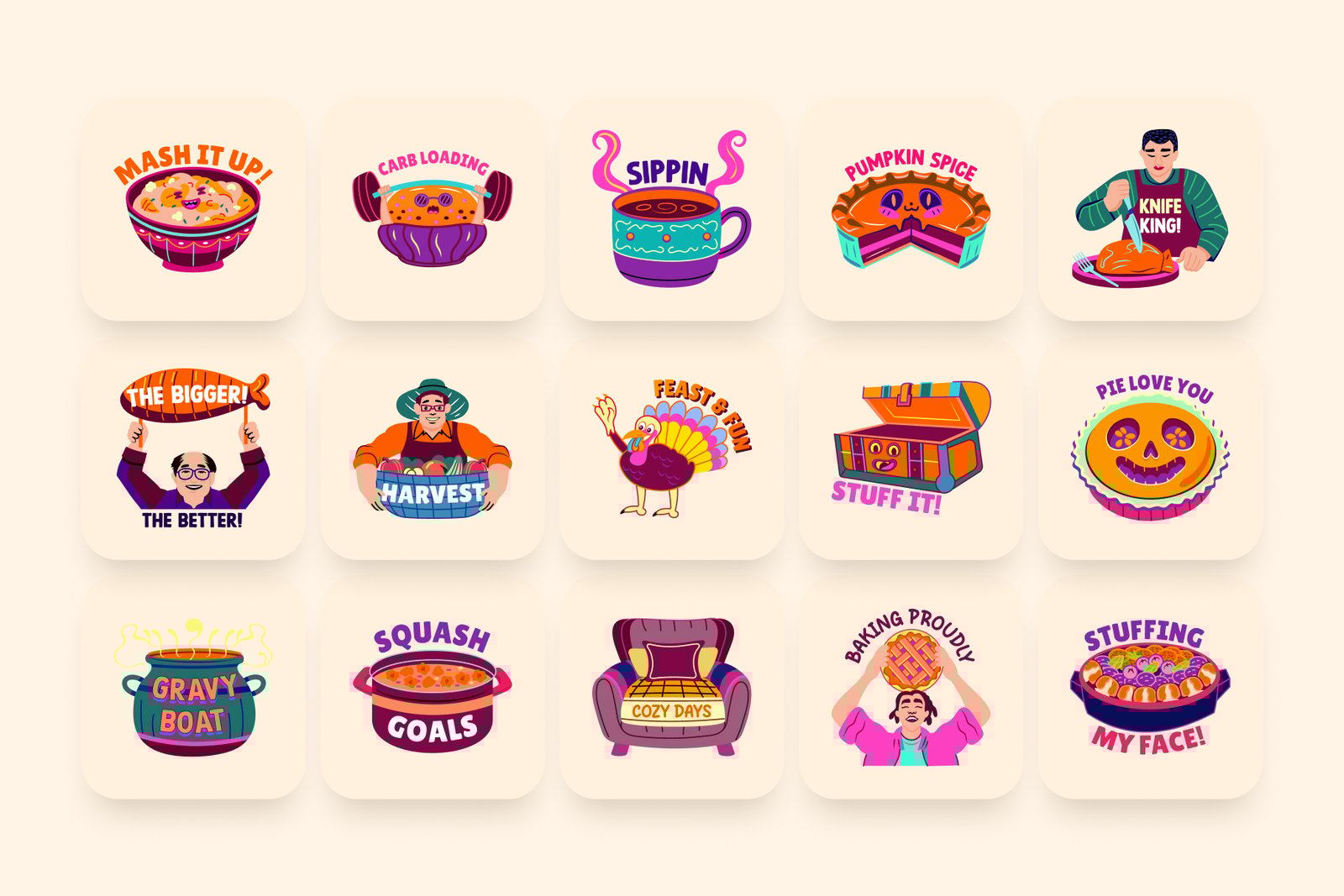 Thanksgiving Stickers Set