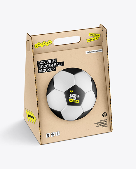 Kraft Box With Soccer Ball Mockup - Gift box mockup