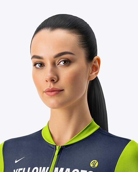 Woman Wearing Cycling Jersey and Bib Shorts Mockup