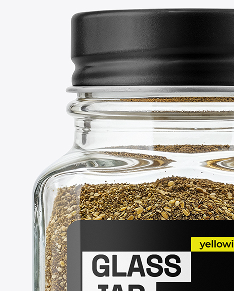 Square Glass Jar with Za'atar Spice Mockup