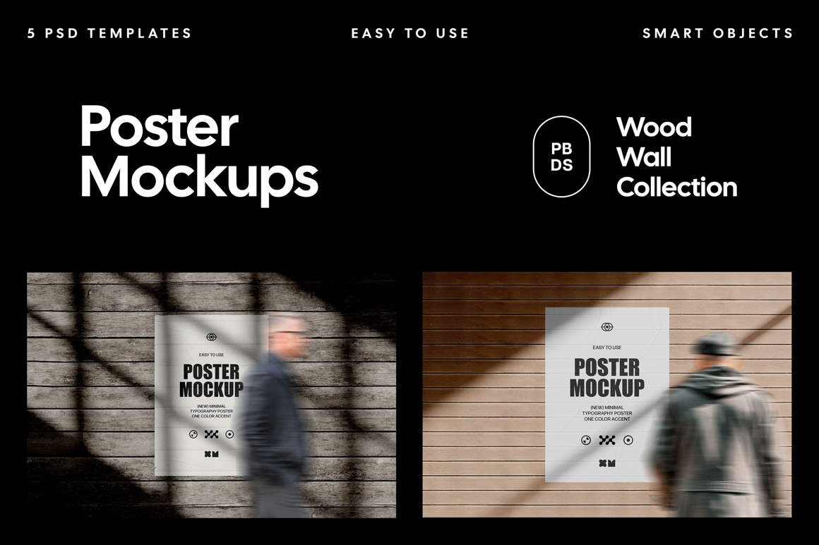 Wood Wall Poster Mockup Collection