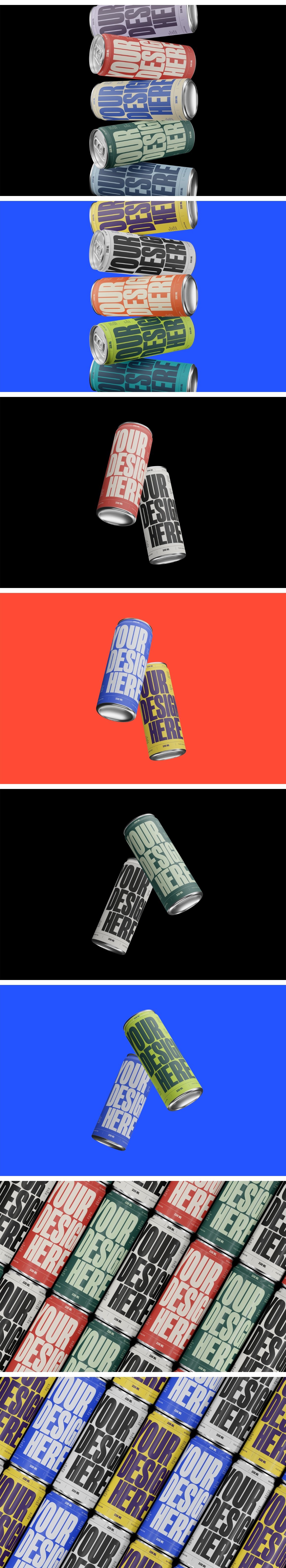 9-in-1 Slim Drink Can Mockups Bundle