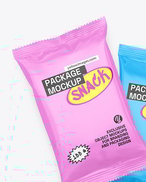Two Matte Snack Packages Mockup