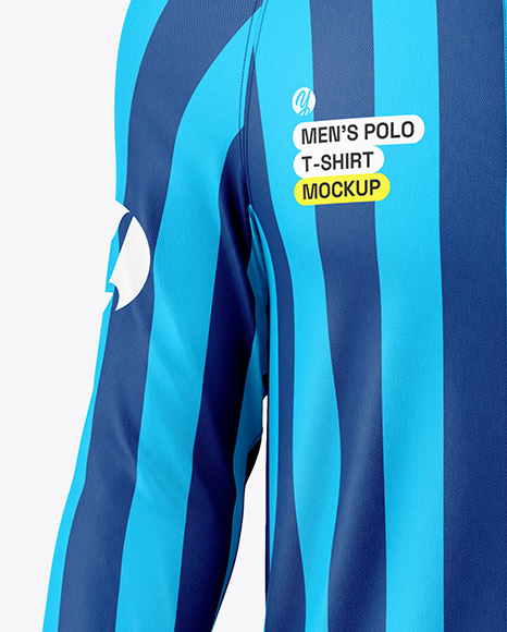 Men's Raglan Long Sleeve Polo Shirt Mockup