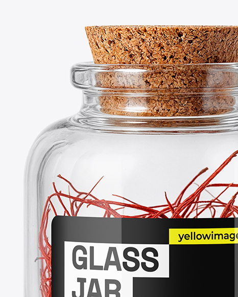 Glass Jar with Saffron Threads Mockup