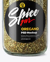 Glass Spice Jar with Oregano Mockup
