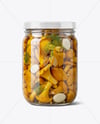 Glass Jar with Chanterelles Mushrooms Mockup
