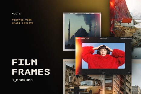 Retro Film Frames Mockups - Stationery Mockups