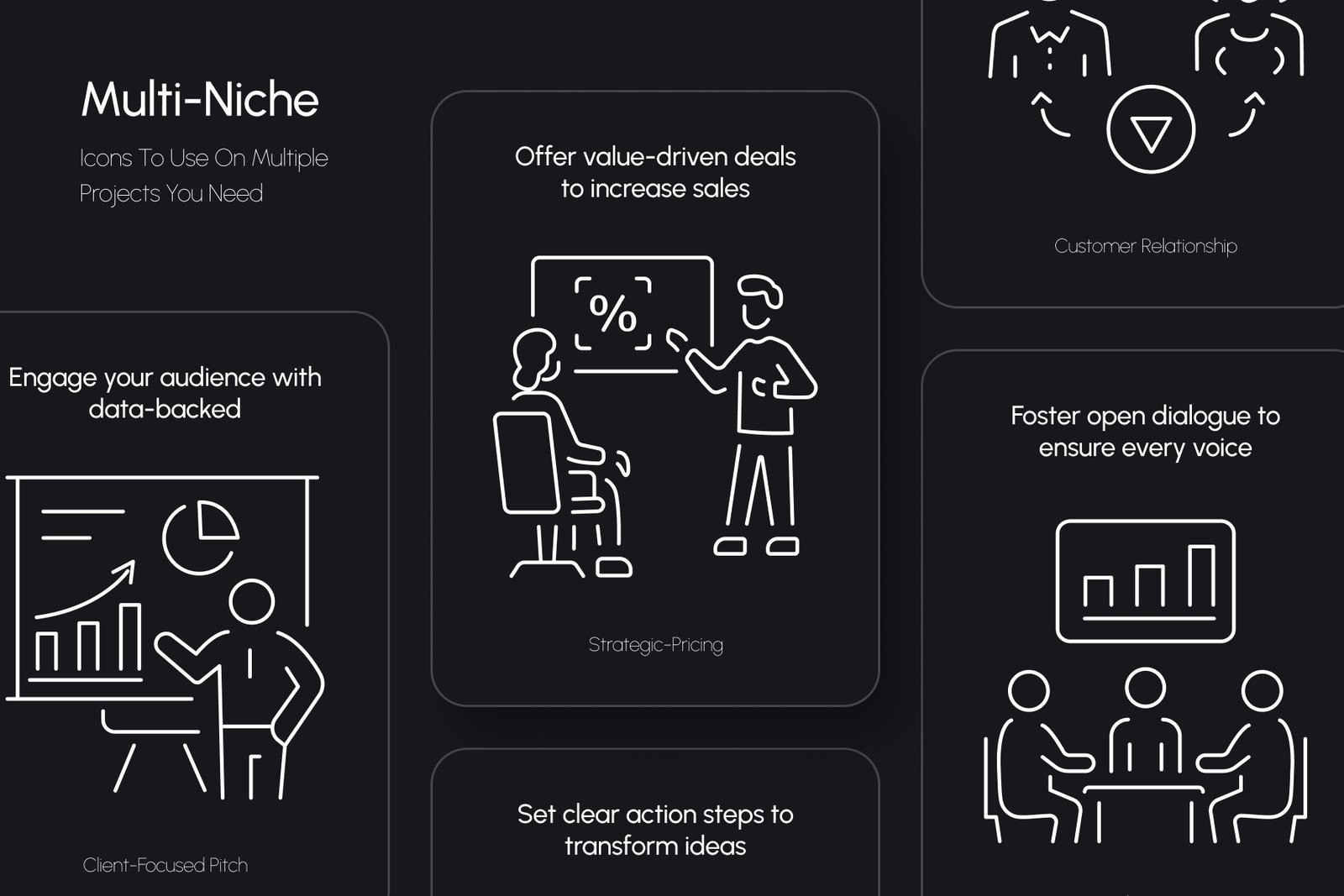 Sales Strategy Icons Set