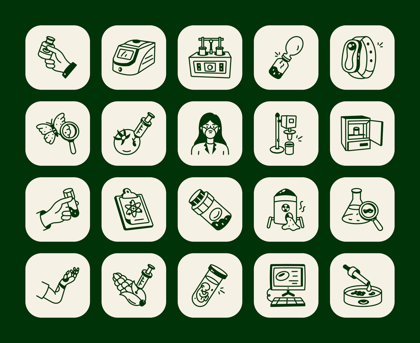 Biotechnology Doodle Icon Set