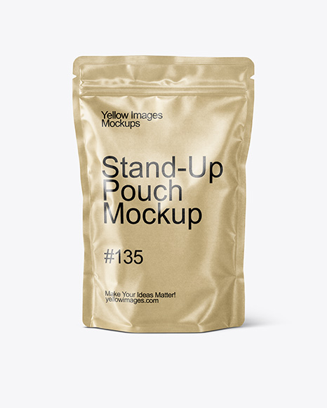 Kraft Stand-Up Pouch Mockup - Stand+Up+Pouch+Mockup+In+Pouch+Mockups+On+Yellow+Images+Object+Mockups