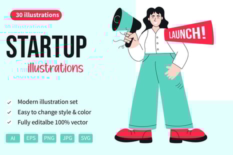 30 Startup Illustrations - Graphics