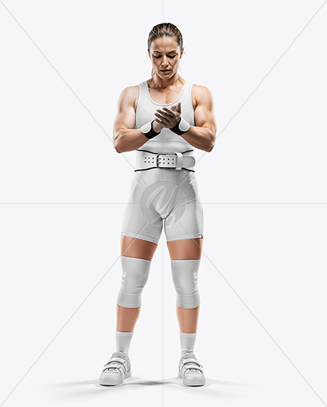 Woman Wearing Weightlifing Suit with Singlet Mockup