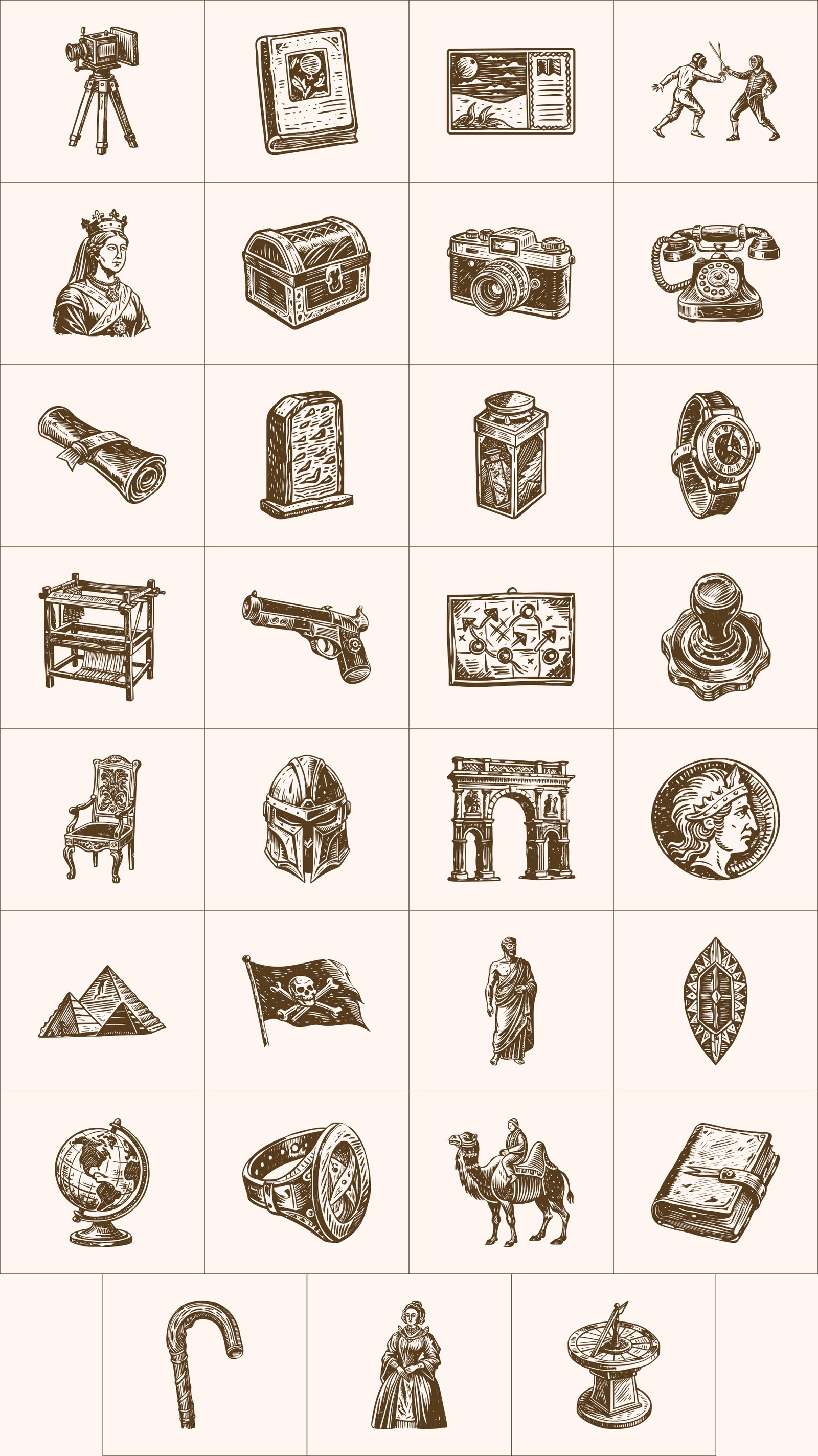Vintage History Art Illustration Set
