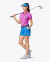Woman Wearing Golf Shirt and Shorts Mockup