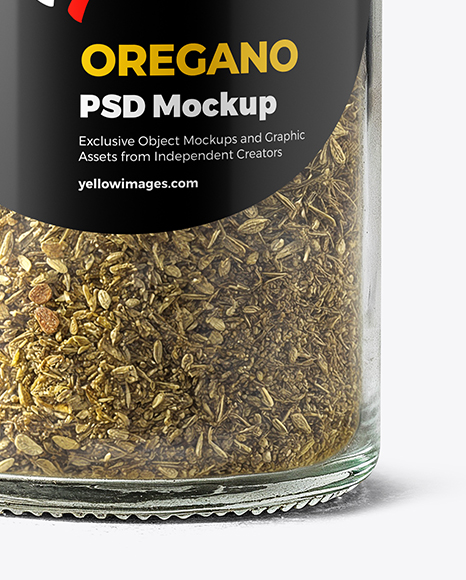 Glass Spice Jar with Oregano Mockup