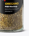 Glass Spice Jar with Oregano Mockup