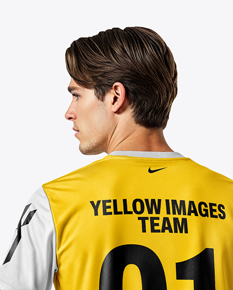 Soccer Player Wearing Jersey and Shorts Mockup
