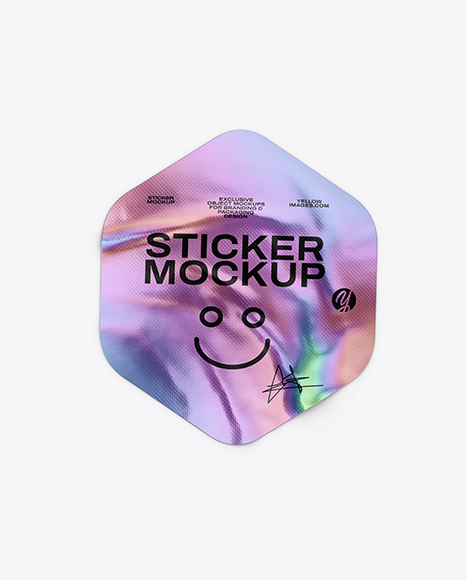 Iridiscent Hexagon Sticker Mockup