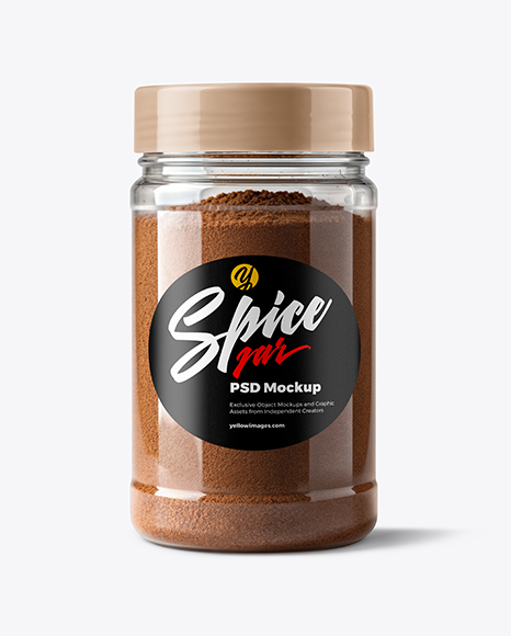 Plastic Jar with Ground Cloves Mockup - Realistic mockups