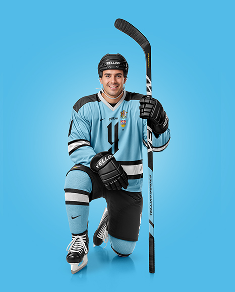 Man Wearing Full Ice Hockey Kit Mockup