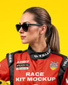 Woman Wearing Full Racing Kit Mockup