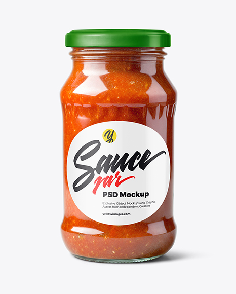 Clear Glass Jar with Marinara Sauce Mockup