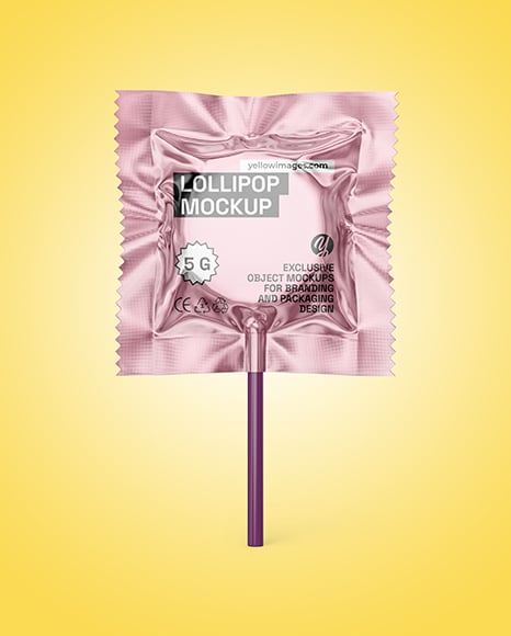 Metallic Lollipop Sachet Mockup