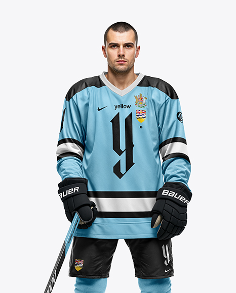 Man Wearing Full Ice Hockey Kit Mockup