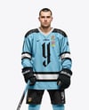 Man Wearing Full Ice Hockey Kit Mockup