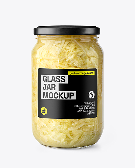 Clear Glass Jar with Sauerkraut Mockup - Frosted glass mockup