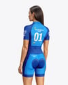 Young Woman Wearing Raglan Cycling Suit Mockup