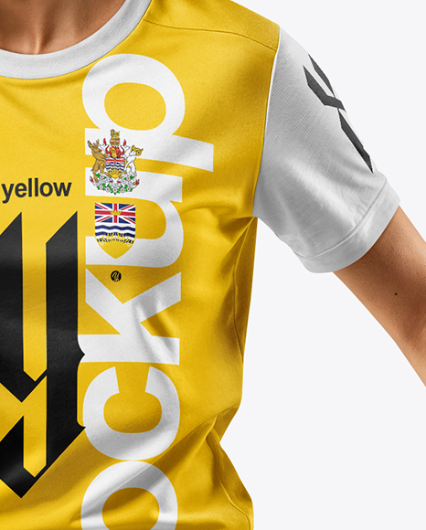 Female Soccer Player Wearing Jersey and Shorts Mockup