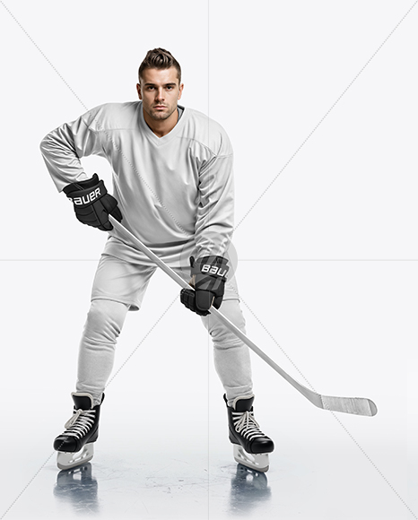 Man Wearing Full Ice Hockey Kit Mockup