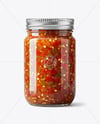 Clear Glass Jar with Sweet Relish Sauce Mockup