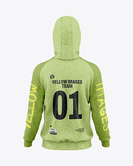 Men's Heather Hoodie Mockup - Back View