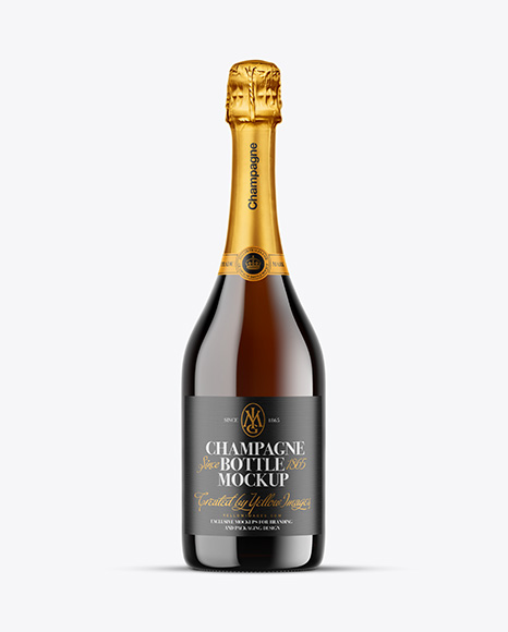 Amber Glass Champagne Bottle Mockup