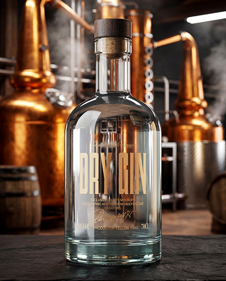 Dry Gin Bottle Mockup