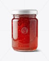 Glass Jar with Strawberry Jam Mockup