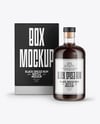 Black Rum Bottle with Box Mockup