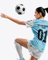 Woman Wearing Soccer Jersey and Shorts Mockup