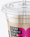 Clear Plastic Dessert Cup with Fork Mockup