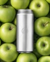 16oz Drink Can on a Stack of Green Apples Mockup