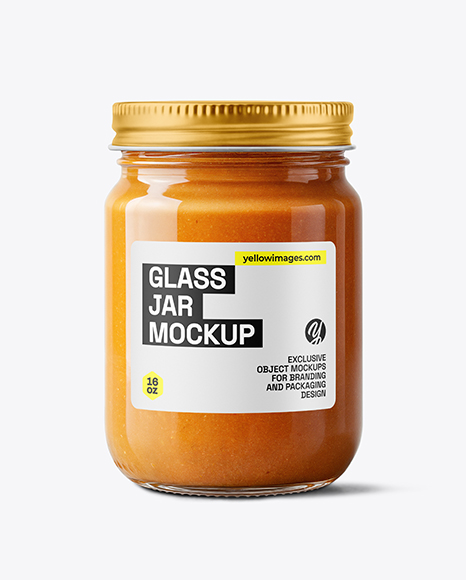Clear Glass Jar with Lobster Bisque Mockup - Sauce bottle mockup